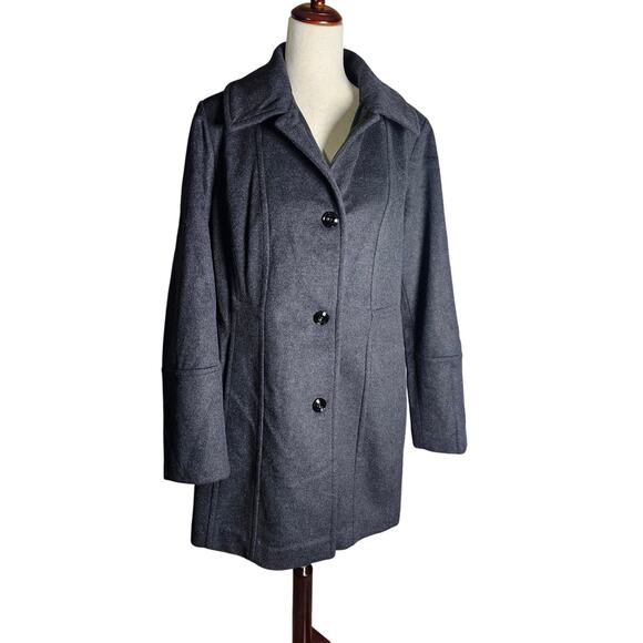 London Fog Thick Wool Blend Jacket Long Length Size Large PTP 22.5 Length 35 - Picture 1 of 8